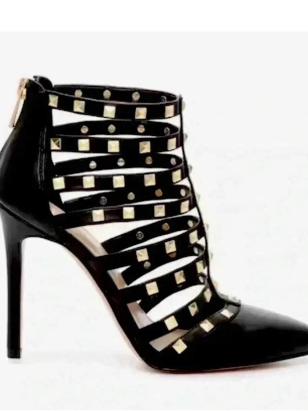 MIX No.6 Danela Black Leather Studded Embellished Stiletto Heel Pumps Size 7.5 - Picture 8 of 9